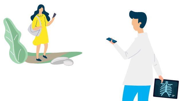 Doctor sharing medical images on phone with patient